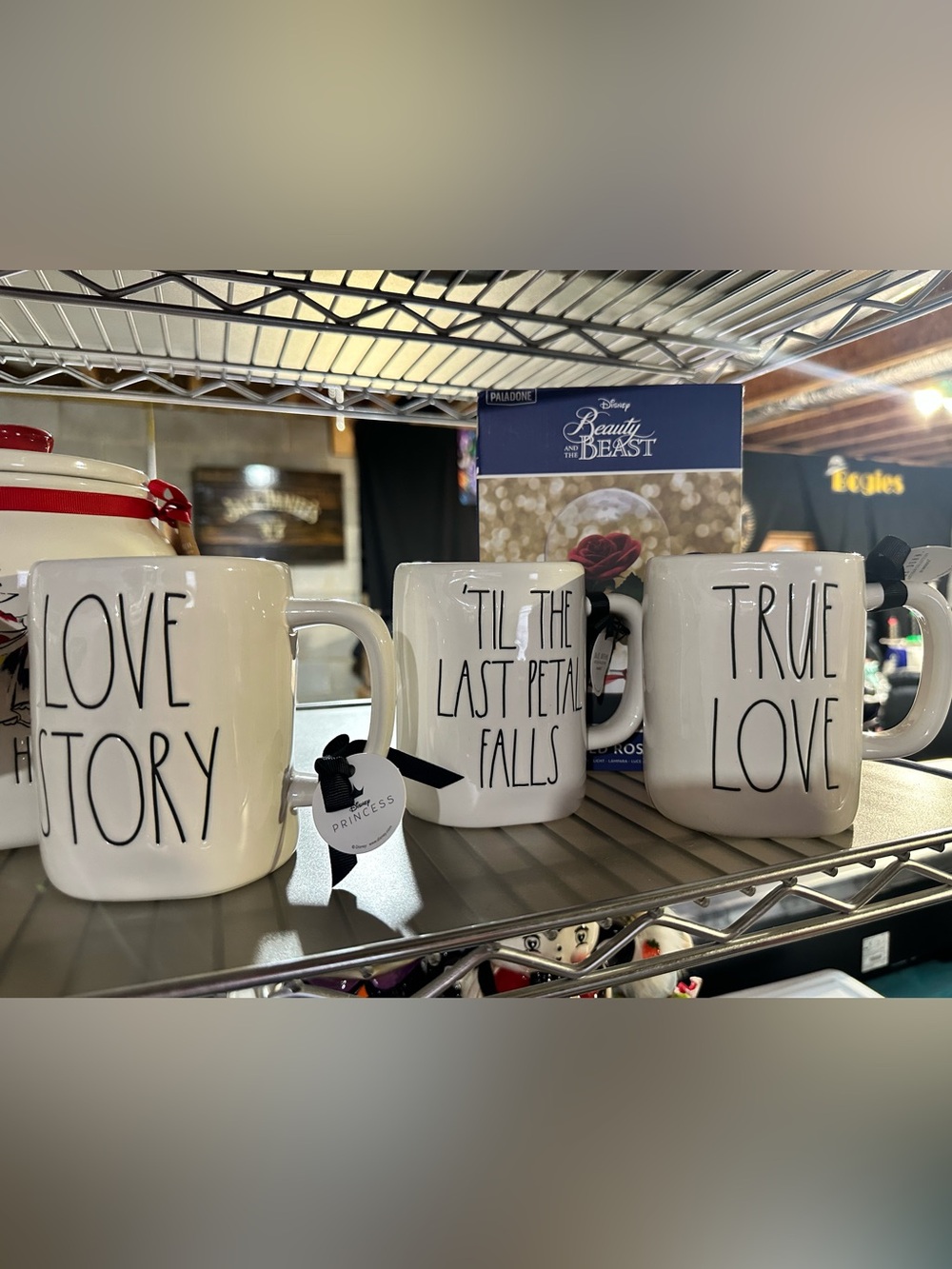 Disney Rae Dunn Set of 3 Beauty and the Beast themed Ceramic Mugs